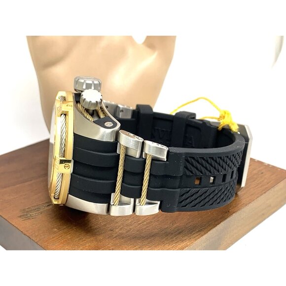 Invicta Men's Watch 37197 Bolt Quartz Chronograph Gold Silver Dial Rubber 51mm - Picture 10 of 15